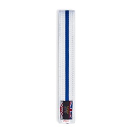 Playwell Martial Arts Cotton White Belt With Coloured Stripes Grading Belt - (Karate, Judo Taekwondo) (White Belt With Blue Stripe, 250cm)
