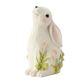 Napco Imports Decorative 6 x 10 Inch Indoor or Outdoor Sculpture Figurine Garden Statue White and Green Spring Bunny