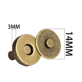 Mini Skater Magnetic Button Clasp Snaps - Closure Purses, Handbag Clothes Sewing Craft, 6-Pack (14mm, Bronze)