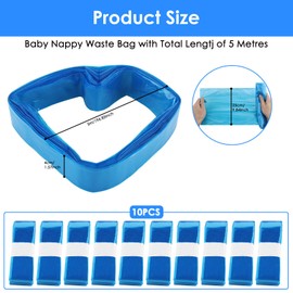 Zosenyer Nappy Bin Refill Bags, Pack of 10 5 m Nappy Bin Refill Cassettes, Baby Plastic Nappy Bag, Litter Locker Refill Cassette, Nappy Bags Anti Odor for Various Nappy Bins