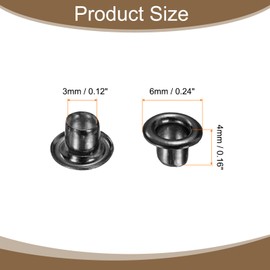 sourcing map 100Set Grommets Eyelets 3mm 1/8 Inch Brass Eyelets Kit with Washers for Fabric Curtain Tarps Leather Belt Shoes Bag DIY, Black