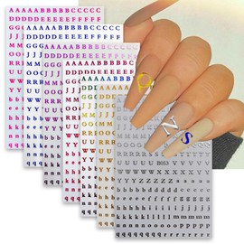7 Sheets Colorful Letter Nail Stickers for Nail Art Letter Stickers Decals 3D Self-Adhesive Pegatinas Uñas English Alphabet Nail Supplies Nail Art Design Accessories for Women Girls DIY Manicure