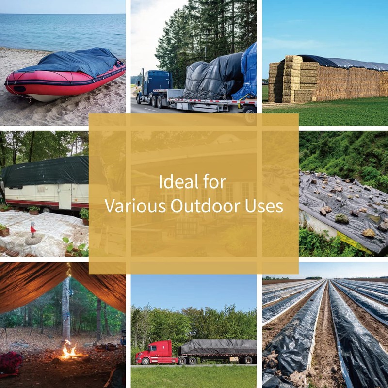 GUARD SHIELD Black Tarp Waterproof 12x16 Feet Medium Duty All