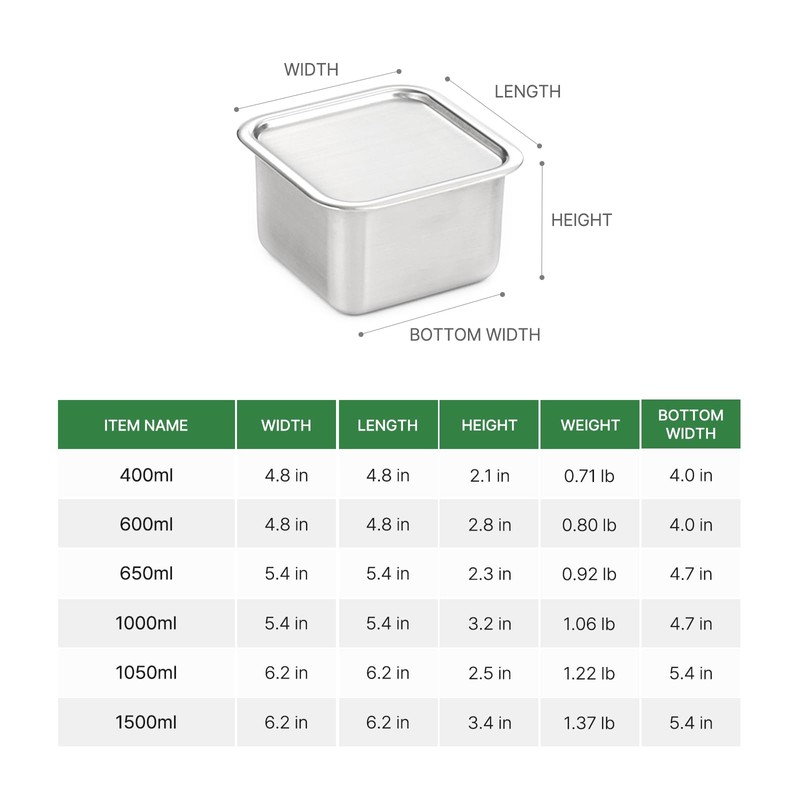 EVERSTEN CuBE High 3PCS Set Stainless Steel Food Storage Containers