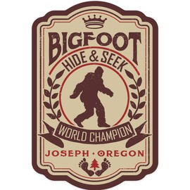 Die Cut Sticker Joseph, Oregon, Bigfoot, Hide and Seek World Champion, Vinyl Sticker 1 to 3 inches (Waterproof Decal for Cars, Water Bottles, Laptops, Coolers), Small