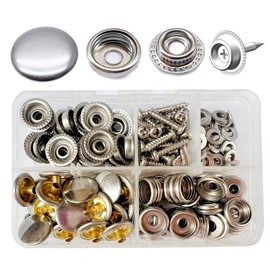 RERI Press Studs with Pliers Set of 40 15 mm Black Press Studs for Leather Craft Jacket Handbag Wallet (Silver Snaps)