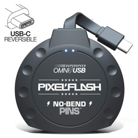 PixelFlash Compact Flash Card Reader USB C - 2” Cabled CF Memory Card Reader, Tactical Card Reader for USB-C Devices, CompactFlash Adapter Rugged Flat Cable USB 3.1 Type C - No-Bend Pins, Black