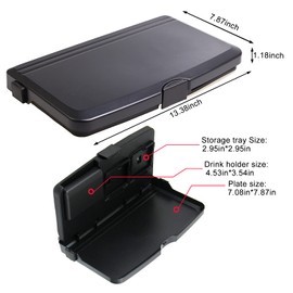 payanwin Black Car Food Snack Tray - Drink Meal Tray for Car,for Constant Travelers Fits Most Vehicles
