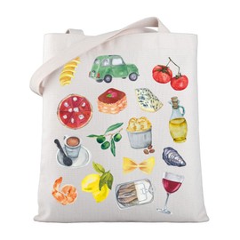 MYSOMY La Dolce Vita Tote Bag Tinned Fish Shoulder Bag Dolce Far Italy Amalfi Coast Lemon Gift Italian Summer Gift, lemon yellow