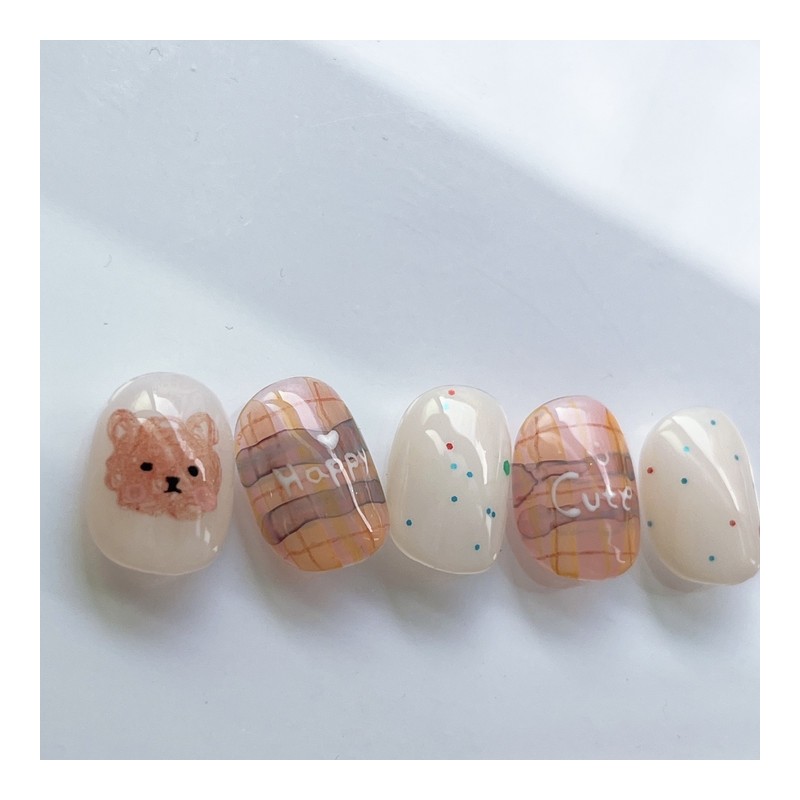 Autumn check bear - Oval / 가을체크곰돌이 - 오벌
