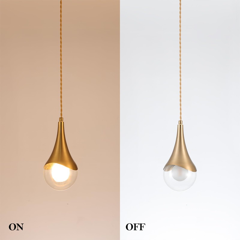 MWZ Gold Plug in Pendant Light,Hanging Lights with Plug in