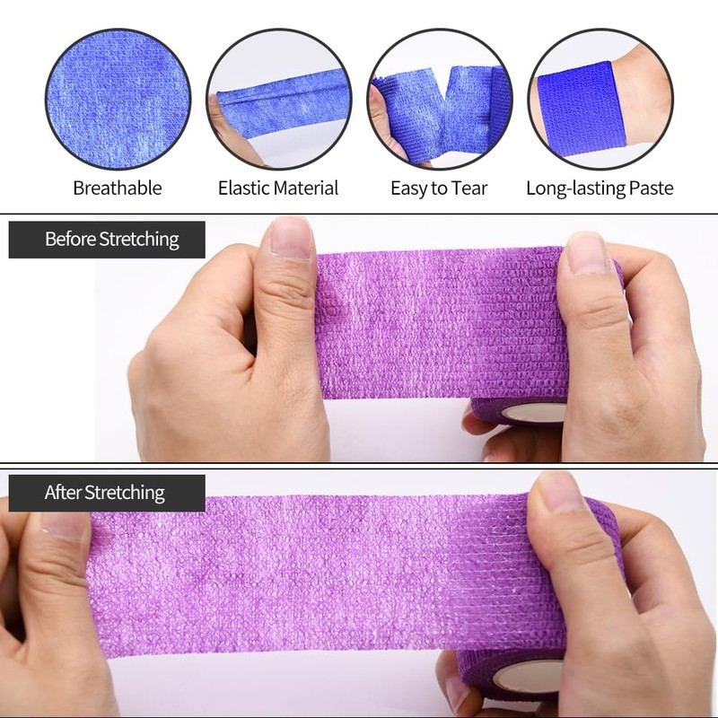 2" Self Adhesive Bandage Wraps, 6pcs Vet Wraps, Light Blue,