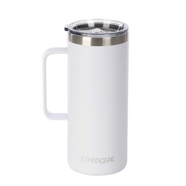 Ezprogear - Taza de café de acero inoxidable con doble pared aislada al vacío con asa y tapa.