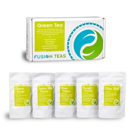 Green Tea Sampler Set, Assortment of Loose-Leaf Green Teas, 5 Different Tea Sample Pouches, Makes 8-10 Cups of Tea Each, Organic Sencha, Green Walnut, Citrus Mint, Jasmine w/ Flowers, Pineapple Paradise