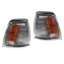 For Toyota Pickup 1989 1990 1991 Corner Light Assembly Driver and Passenger Side | Pair | 2WD | w/Chrome Trim | Clear & Amber Lens | Replacement For TO2520122, TO2521124 | 8162089177, 8161089177