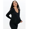 POSHDIVAH Women's Maternity Bodysuit Scoop Neck Long Sleeve Stretchy Jumpsuit