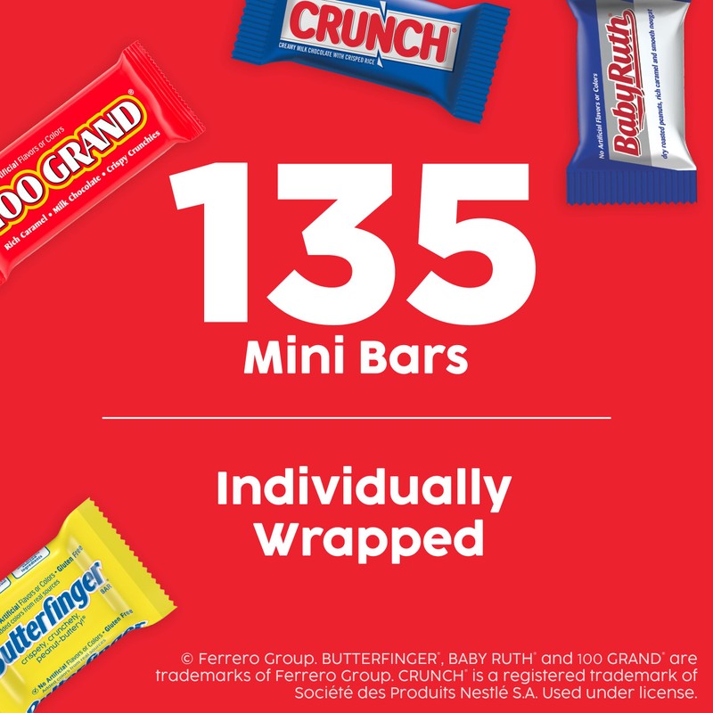 Butterfinger, CRUNCH, Baby Ruth, 100 Grand Minis, Assorted Candy Bars,