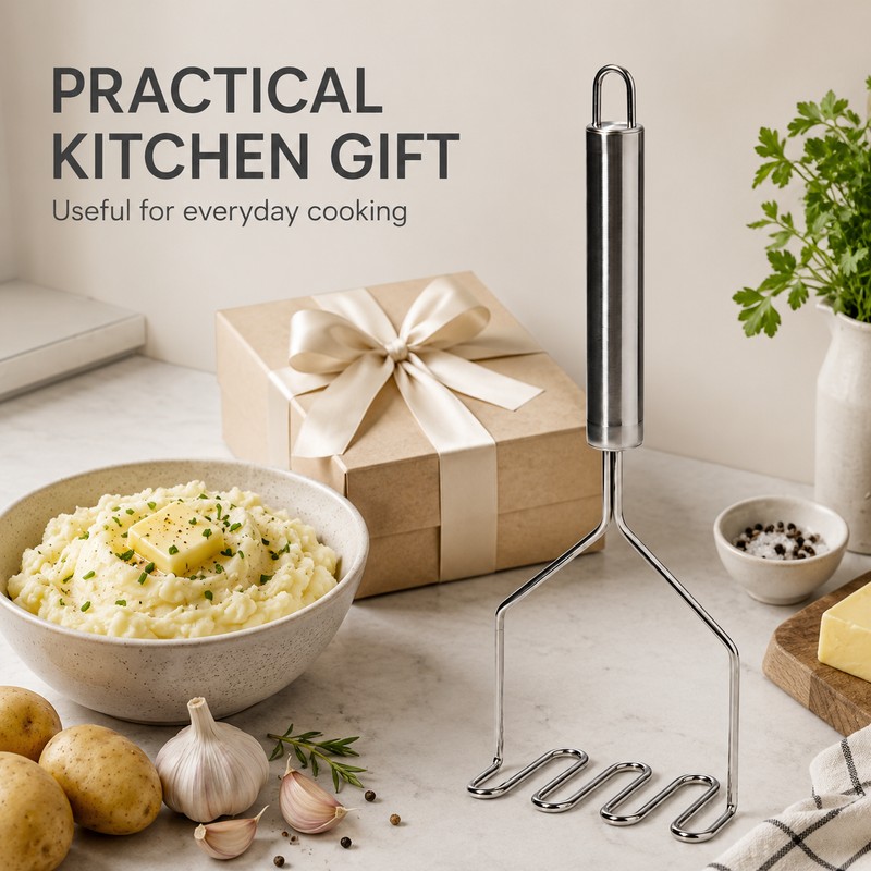 Stainless Steel Potato Masher for Kitchen Prep – Manual Food