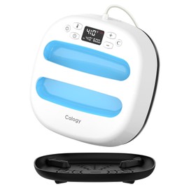 Calogy Heat Press Machine for T-Shirts 10"X10", Portable Heat Press Fast Up to 410℉(210 ºC), Precise Temp Control, 15 Mins Auto Off for Bag, Pillows Sublimation Vinly Transfer (White Blue, 10 x 10 In)