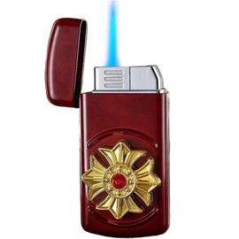 (No Fuel Included) Windproof Blue Flame Lighter, Torch Butane Lighter, Metal Refillable Butane Lighter, Gift for Men(C)