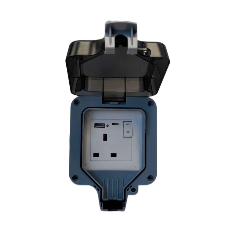 Securlec - Single Outdoor Weatherproof Switched 1 Gang Socket With