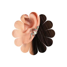 Xduargs Boho Snake Pearl Ear Cuff Earrings Gold Ghost Serpent Wrap Hoop Vintage Animal Cuff On No Piercing Clip Jewellery For Women, Zinc