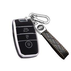 ontto TPU Car key fob cover Fit for Kia Rio 5 Sportage Ceed Cerato K3 KX3 K4 K5 Sorento Optima Cerato Picanto Key case bag Shell keyring Smart Key Holder keychain Accessories 3 buttons Black