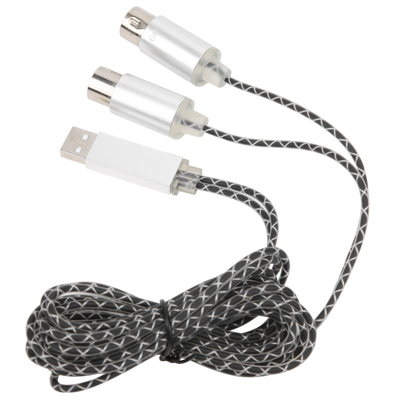 70.9in MIDI Cable to USB IN-OUT Converter Cable with Indicator