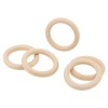 50 PCS 70mm Natural Wooden Rings, Unfinished Wood Loops, Solid