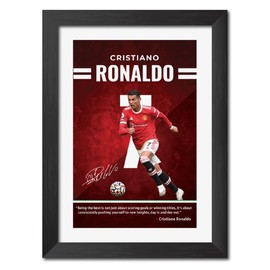TenorArts Cristiano Ronaldo Poster Manchester United Laminated Poster Framed Painting with Matt Finish Black Frame (12 inches x 9inches)
