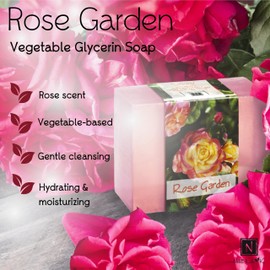 Glycerin Bar Soap Rose Garden Scent - Natural, Vegan-Friendly, Hypoallergenic - Moisturizing and Hydrating with 100% Vegetable Glycerin - Sulfate-Free, Paraben-Free, Chemical-Free - 4.5 oz