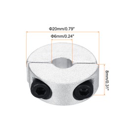 sourcing map Shaft Collar 6mm/ 0.2 Inch Bore Double Split Aluminum Clamping Collar Shaft Collars with Hexagon Wrench 4 Pcs