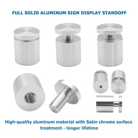 KENSHIRE 12PCS 25x25mm Aluminum Solid standoff wall mounts sign support advertising screws fixing bolts standoff wall fixings for acrylic frame, picture billboard, glass posters signs display (Silver)