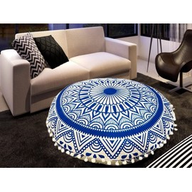 My Dream Carts Funda de cojín de meditación de 22 pulgadas, funda de cojín de meditación, funda de cojín de mandala, funda de asiento para adultos y niños, decoración hippie, fundas otomanas redondas bohemias (sin relleno)