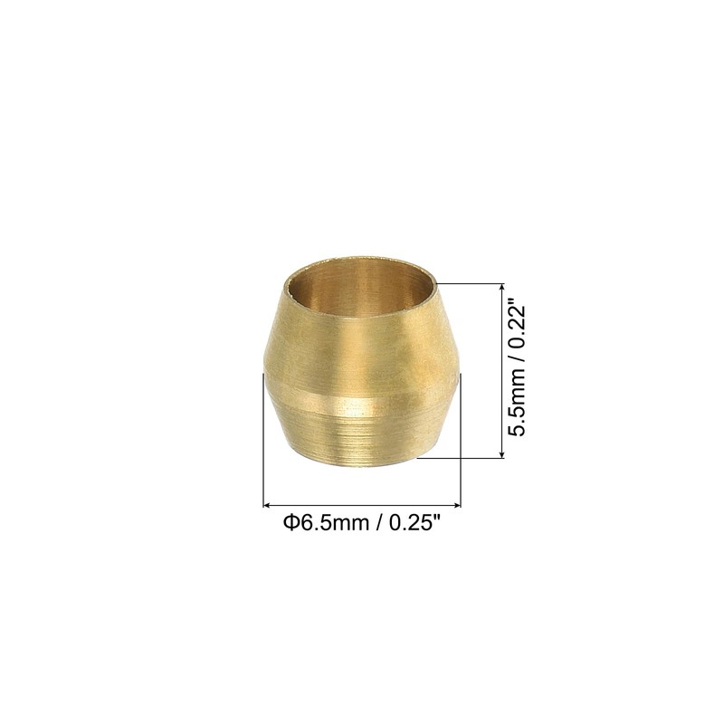PATIKIL 3/16" ID Compression Sleeve Ferrules, 20 Pack Brass Sleeve