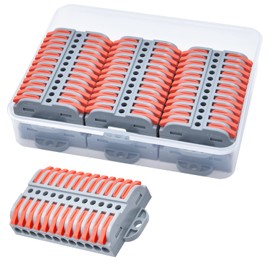 XALXMAW 6Pcs Lever Wire Connectors, 12 Position Terminal Strip Conductor Electrical Connectors Kit for Circuit Inline 24-12 AWG