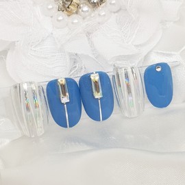 White Winter Handmade Nail Tips - Short Stiletto / 하얀겨울 수제네일팁 - 숏스틸레토