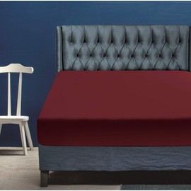 Home Beyond & HB design - Fitted Sheet, Ultra Soft Brushed Microfiber, Wrinkle Fade & Shrinkage Resistant, Deep Pocket Bed Sheet (Queen, Burgundy)