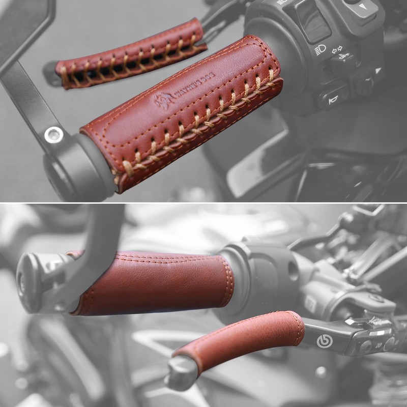Leather Motorcycle Brake Clutch Covers, Handlebar Hand Grip Covers Throttle