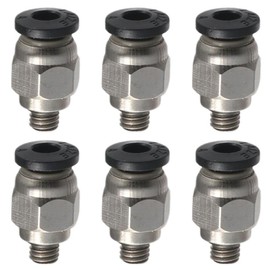Fudeshe 6pcs Push in Quick Connect Fittings,Pneumatic Threaded Straight Joint,Quick Coupling(4mmxM5)