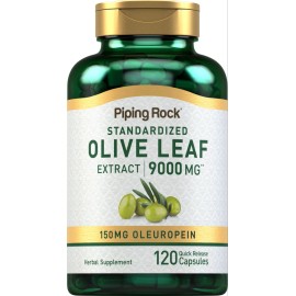 Piping Rock Olive Leaf Extract Capsules | 9000mg | 120 Count | Non-GMO | by Piping Rock