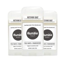 HUMBLE BRANDS Aluminum-Free Deodorant, Vegan and Cruelty- free, Formulated for Sensitive Skin, Palo Santo and Frankincense, 3 Pack, 2.5 Ounce