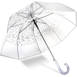 Bubble Umbrella – Clear See - Through Design, High - Quality Rain & Windproof Umbrella - Perfect for Romantic Weddings, Memorable Proms, and Various Outdoor Events - Automatic Open Feature - Color: Silver Trim