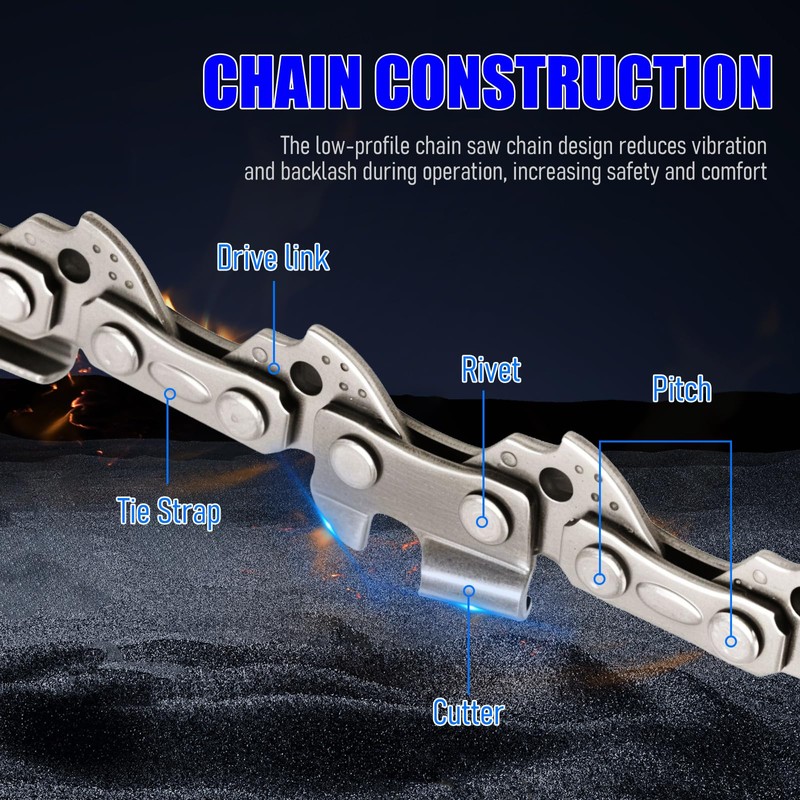 JUUDDENPARTS Chainsaw Chain for 12-Inch 30cm Guide Bar, 1/4" Low
