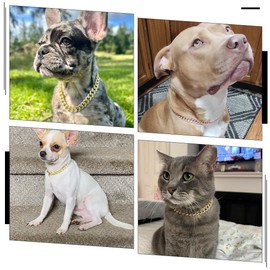 Collar de cadena de oro rosa con brillo, collar de metal de diamantes brillantes con diamantes de imitación brillantes, collares de gato de eslabones cubanos para perros pequeños, medianos y grandes,