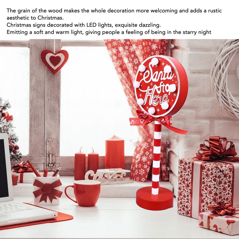 Christmas Stop Here Decor Metal Solid Wood LED Delicate Santa