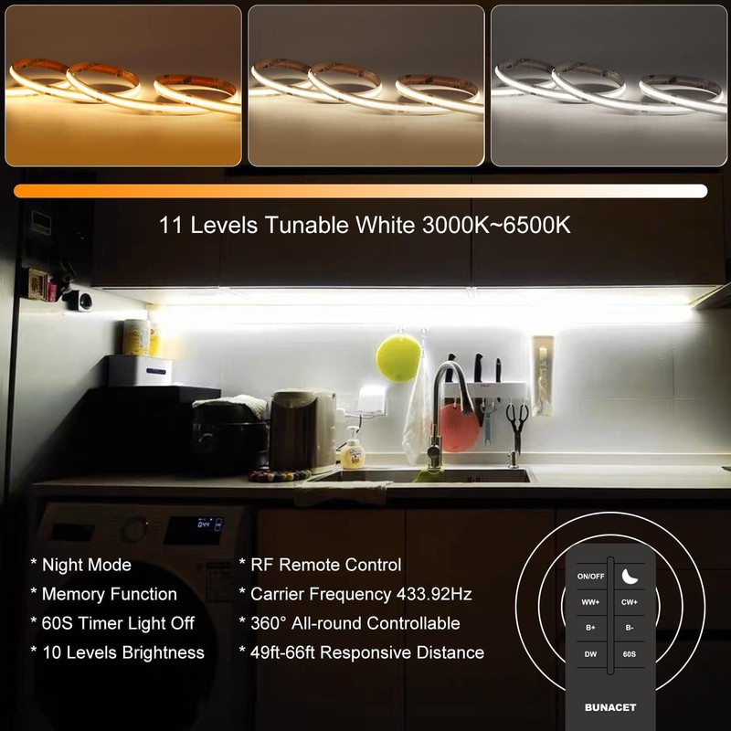 COB LED Strip 6 m 24 V Dimmable White, BUNACET