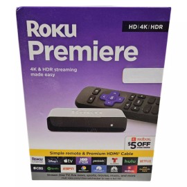 Roku New Roku Premiere 4K/HDR Streaming Media Player with HDMI Cable & Remote