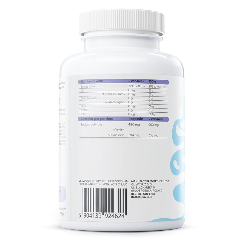 Sodium Butyrate SR, 960mg - 120 Vegan Capsules