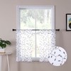 Tollpiz Leaves Sheer Tier Curtain Grey Leaf Embroidery Kitchen Half